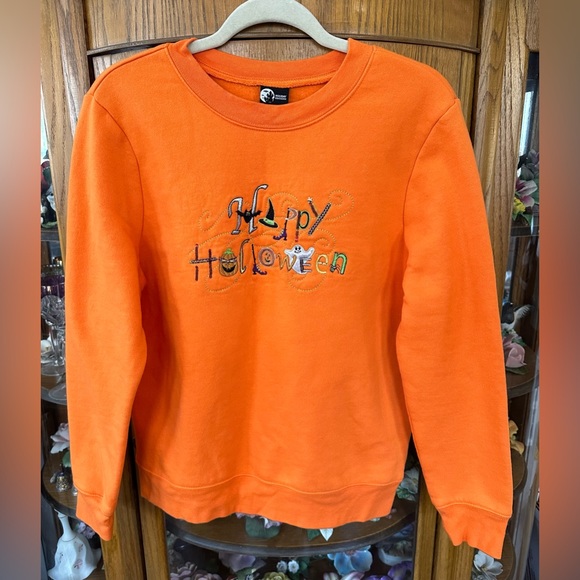 Holiday Editions Tops - Holiday Editions Happy Halloween Embroidered Sweatshirt Size Medium